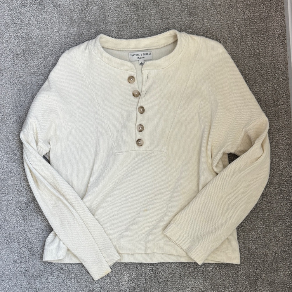 Madewell Cream Long-Sleeve Henley Sweater